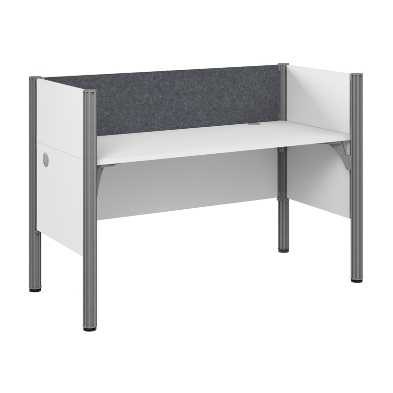 Scranton & Co Wood Single Cubicle Desk with Low Privacy Panels in White