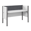 Scranton & Co Wood Single Cubicle Desk with Low Privacy Panels in White