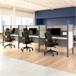 Scranton & Co Wood 3 Person Office Cubicle Desk with Hig