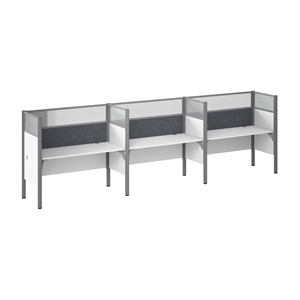 Scranton & Co Wood 3 Person Office Cubicle Desk with Hig&quotH Panels in White