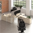 Scranton & Co Wood 2 Person Desk with Low Storage Cabinet in Natural Elm