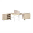 Scranton & Co Engineered Wood 2 Person Desk with Mobile Storage in Natural Elm