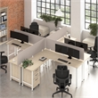 Scranton & Co Engineered Wood 4 Person L-Shaped Desk with Drawers in Natural Elm