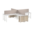 Scranton & Co Engineered Wood 4 Person L-Shaped Desk with Drawers in White/Elm