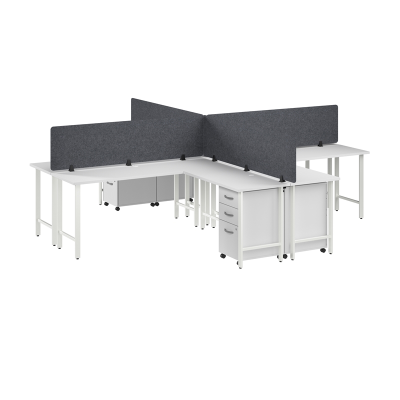 Scranton & Co Engineered Wood 4 Person L-Shaped Desk with Drawers in White