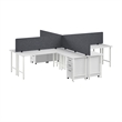 Scranton & Co Engineered Wood 4 Person L-Shaped Desk with Drawers in White