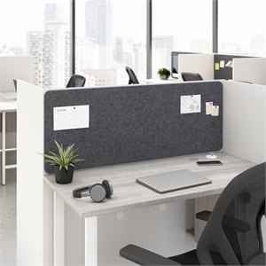 Scranton & Co Tackboard for 48W Cubicle Desk in Cool Charcoal Fabric
