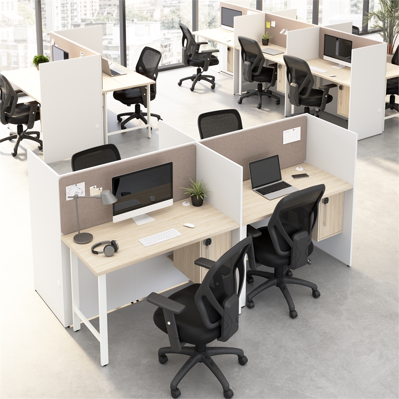 Scranton & Co Tackboard for 60W Cubicle Desk in Warm Beige Fabric