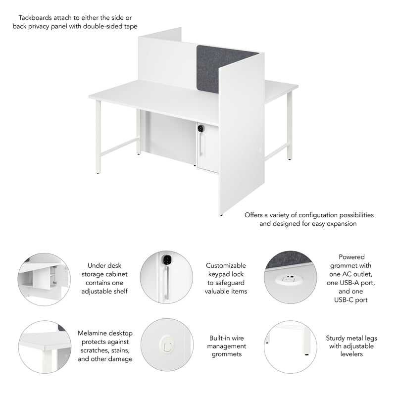 Scranton & Co Engineered Wood 60W 2 Person Cubicle Desk with Storage in White