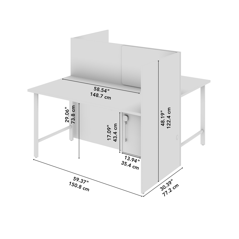 Scranton & Co Engineered Wood 60W 2 Person Cubicle Desk with Storage in White