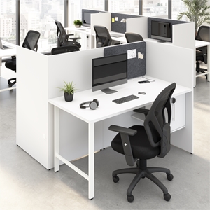 Scranton & Co Engineered Wood 60W 2 Person Cubicle Desk with Storage in White