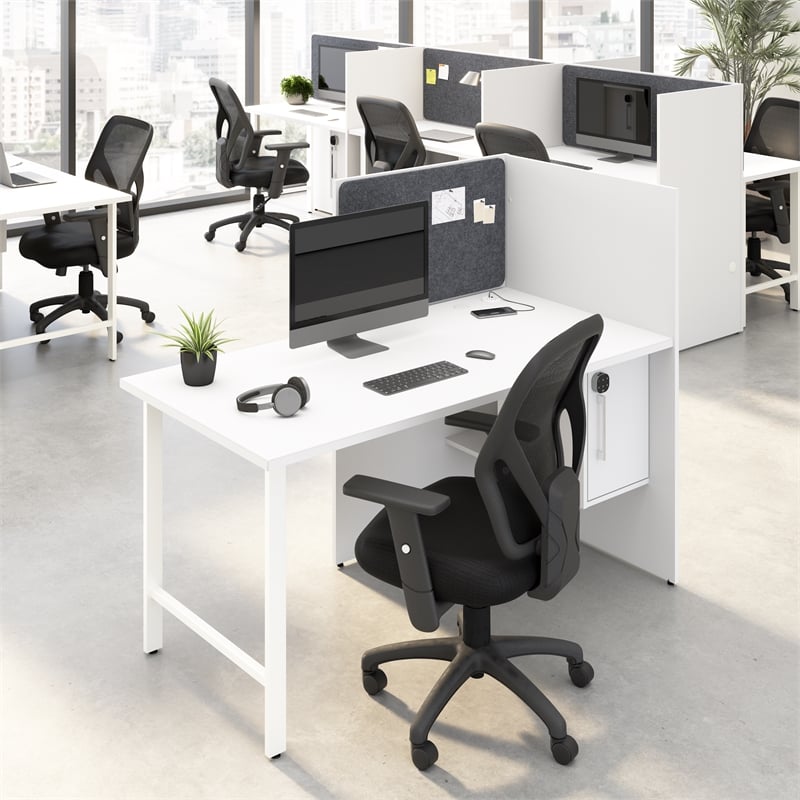 Scranton & Co Engineered Wood 60-inch Office Cubicle Desk with Storage in White