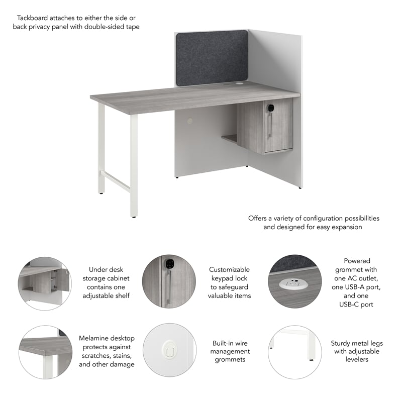 Scranton & Co Wood 60-inch Office Cubicle Desk with Storage in White/Gray