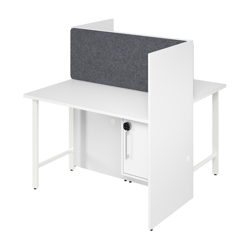 Scranton & Co Engineered Wood 48W 2 Person Cubicle with Tackboard in White