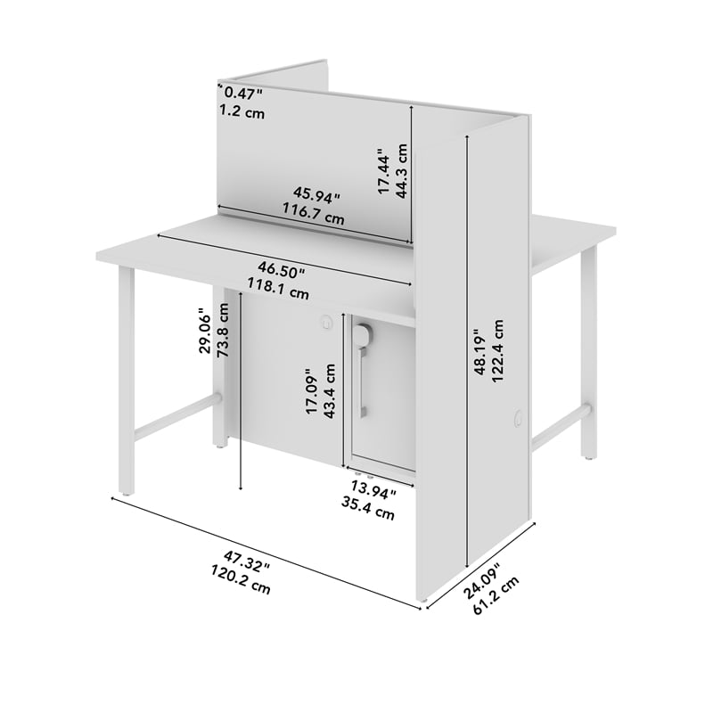 Scranton & Co Engineered Wood 48W 2 Person Cubicle with Tackboard in White/Elm
