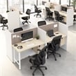 Scranton & Co Engineered Wood 60W 2 Person Cubicle with Tackboard in White/Elm