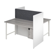 Scranton & Co Engineered Wood 60W 2 Person Cubicle with Tackboard in White/Gray