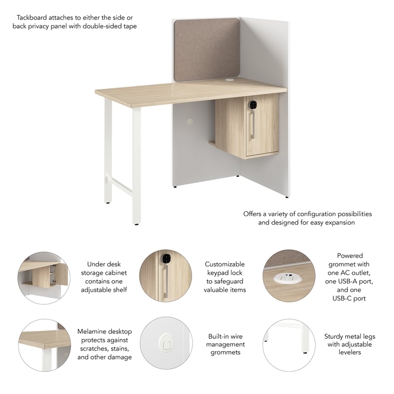 Scranton & Co Wood 48-inch Office Cubicle Desk with Storage in White/Elm