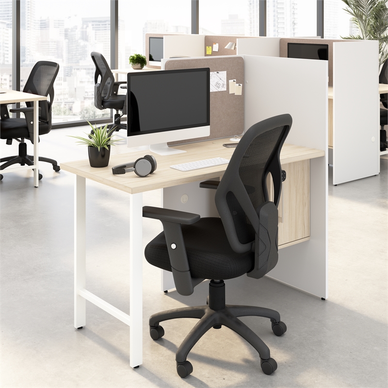 Scranton & Co Wood 48-inch Office Cubicle Desk with Storage in White/Elm