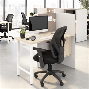 Scranton & Co Wood 48-inch Office Cubicle Desk with Storage in White/Elm