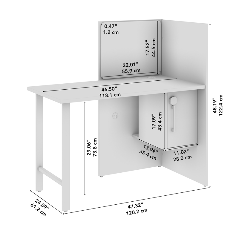 Scranton & Co Wood 48-inch Office Cubicle Desk with Storage in White/Gray