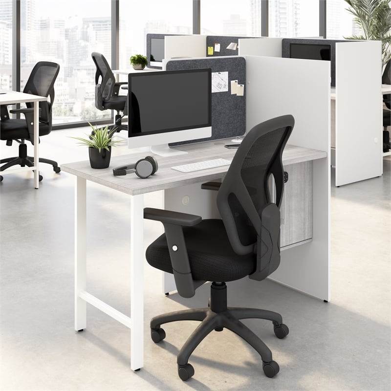 Scranton & Co Wood 48-inch Office Cubicle Desk with Storage in White/Gray