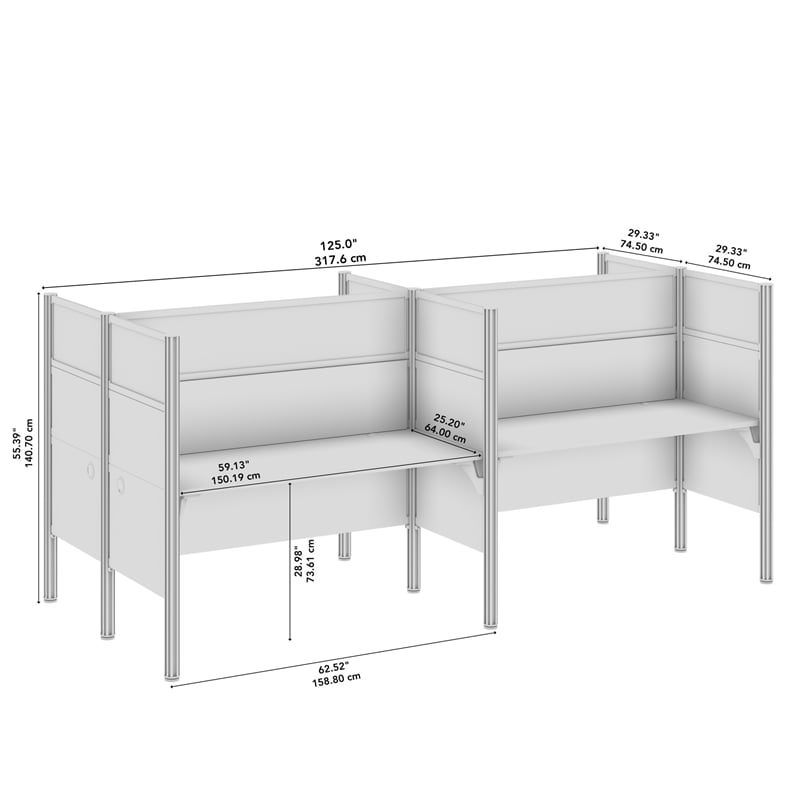 Scranton & Co Wood 4 Person Office Cubicle Desk with Hig