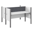 Scranton & Co Wood 2 Person Office Cubicle Desk with Low Panels in White