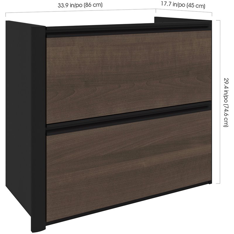 Scranton & Co 2 Drawer Add On Lateral File Cabinet in Antigua and Black
