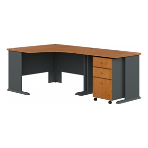 Scranton & Co Engineered Wood 83&quot L-Shaped Executive Desk in Natural Cherry