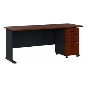 Scranton & Co Engineered Wood 72&quot Desk and File Cabinet in Hansen Cherry