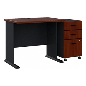 Scranton & Co Engineered Wood 36W Desk with Drawers in Hansen Cherry and Galaxy