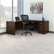 Scranton & Co Engineered Wood L-Desk with Drawers in Mocha Cherry
