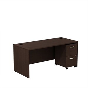 Scranton & Co Engineered Wood 66W Desk with Mobile File Cabinet in Mocha Cherry