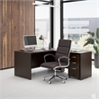 Scranton & Co 60W L-Shaped Desk with Mobile File Cabinet in Mocha Cherry