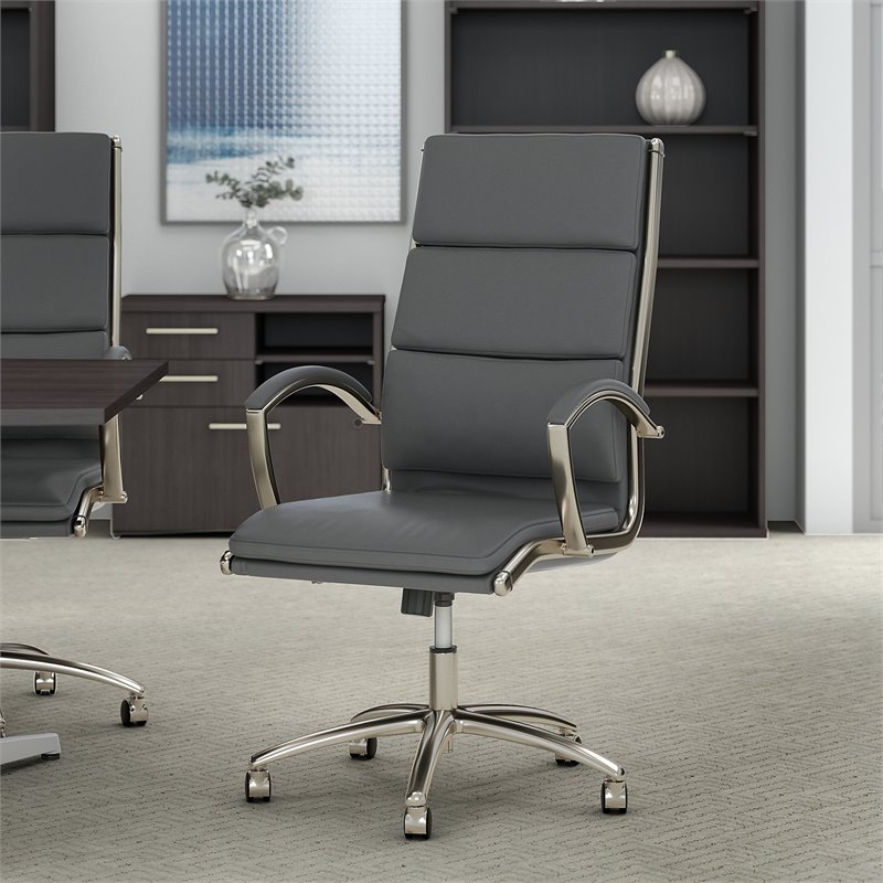 Scranton & Co High Back Adjustable Height Leather Executive Gray Office Chair