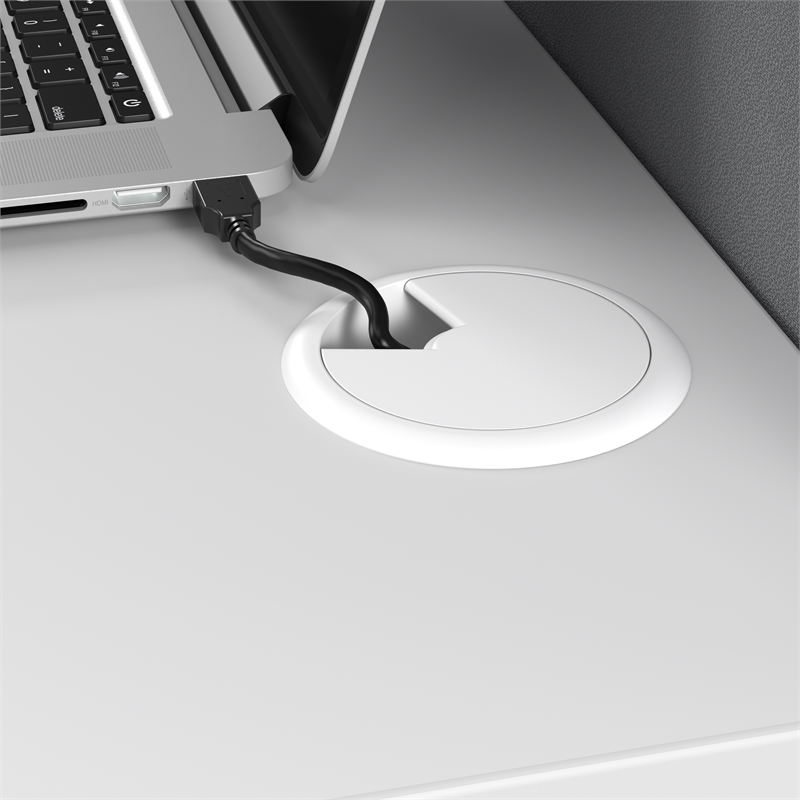 Scranton & Co Engineered Wood 2 Person Cubicle Desk Set in Pure White