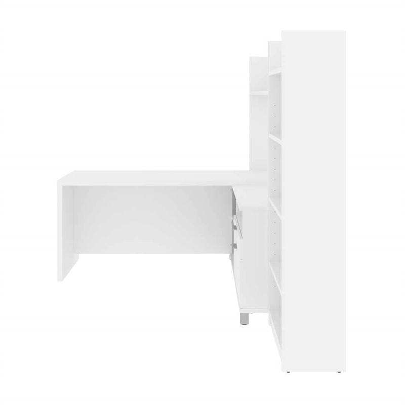 Scranton & Co L-Shaped Home Office Desk with Bookcase in White