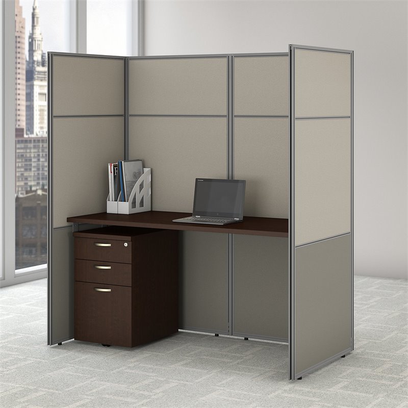 Scranton & Co Contemporary Cubicle with File Cabinet and Closed Panels