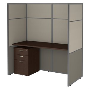 Scranton & Co Contemporary Cubicle with File Cabinet and Closed Panels