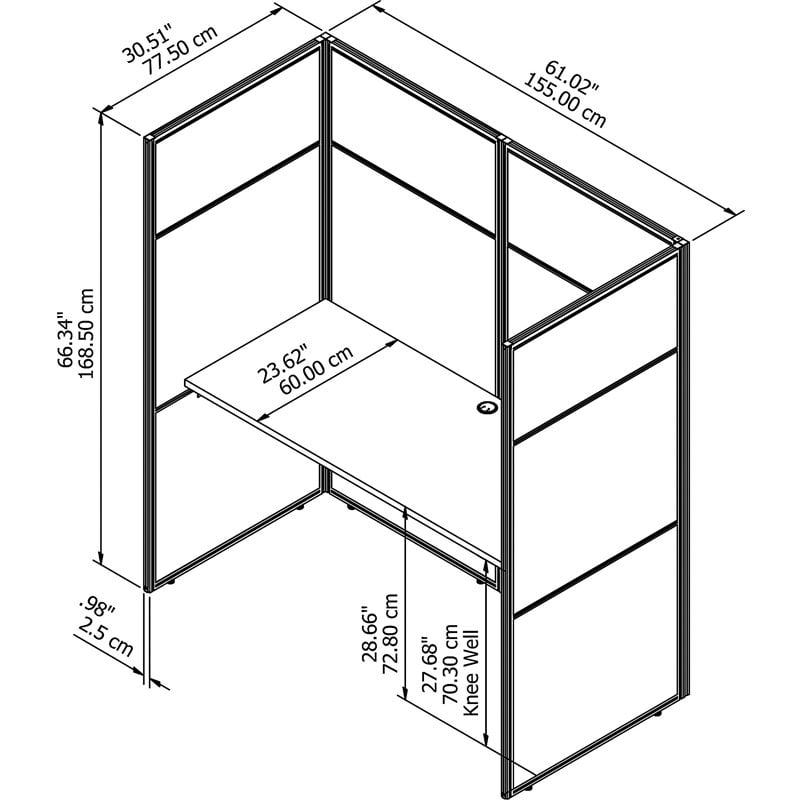 Scranton & Co Contemporary 60W Cubicle Desk with 66