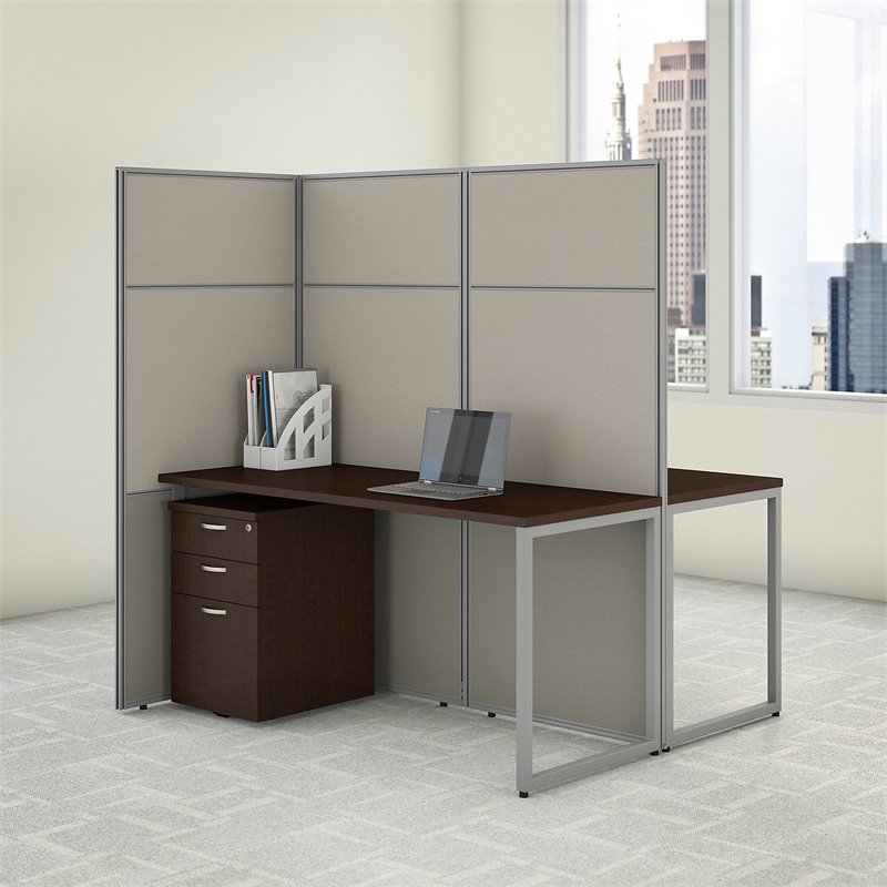 Scranton & Co Contemporary 60W 2 Person Cubicle Desk with File Cabinets