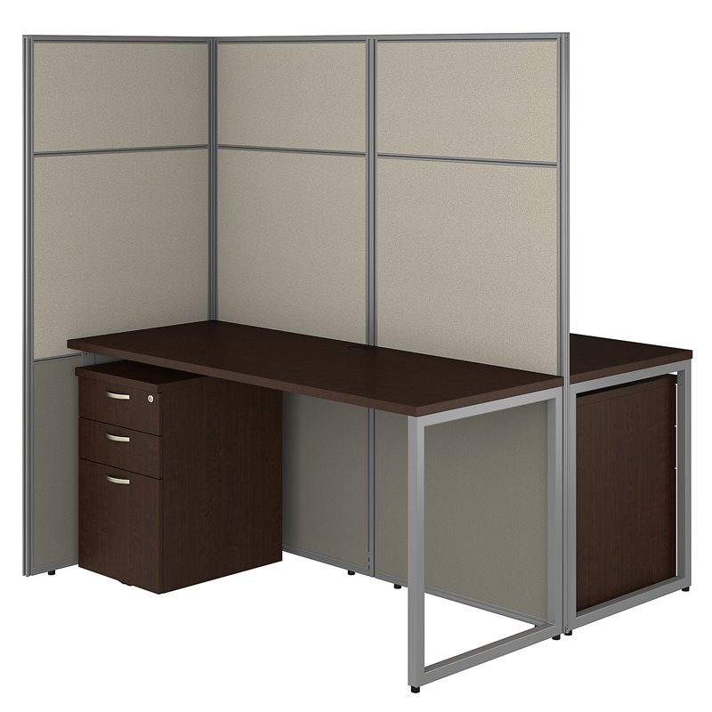 Scranton & Co Contemporary 60W 2 Person Cubicle Desk with File Cabinets