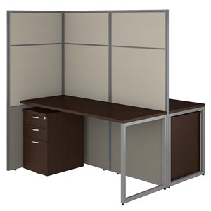 Scranton & Co Contemporary 60W 2 Person Cubicle Desk with File Cabinets