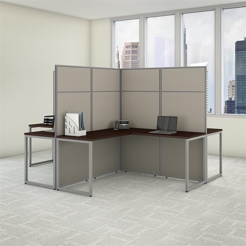 Scranton & Co Contemporary 4 Person L-Shaped Cubicle with 66