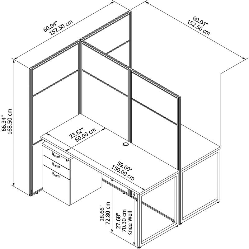 Scranton & Co Engineered Wood 2 Person Desk with Drawers & 66