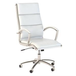 Scranton & Co High Back Contemporary Faux Leather Executive Chair in White