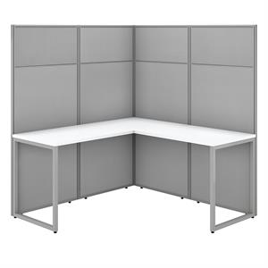 Scranton & Co Wood 60W L-Shaped Cubicle Desk with 66&quotH Panels in White