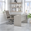 Scranton & Co Contemporary Engineered Wood L-Shaped Desk in Gray Sand