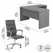 Scranton & Co Engineered Wood L-Shaped Bow Front Desk with Chair in Modern Gray